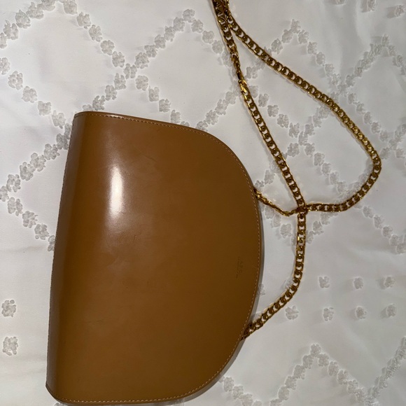 A.P.C. Demi Lune Bag with Chain Strap Patent Leather Beige APC - Picture 8 of 11